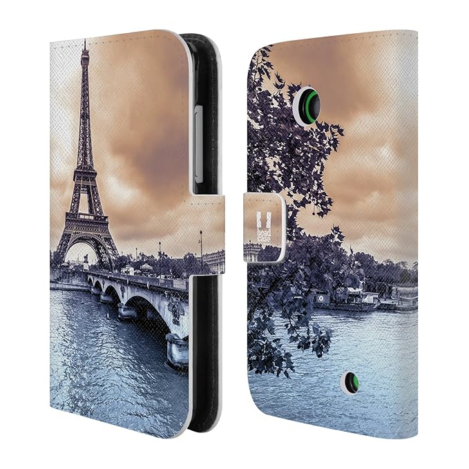 Head Case Designs Paris Skylines Der Städte Brieftasche Handyhülle aus Leder für Nokia Lumia 630