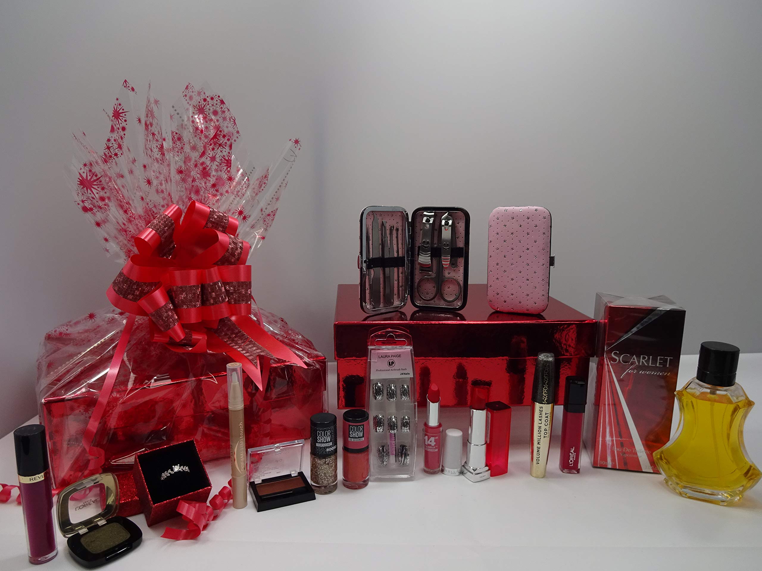 12pc Perfume and Make Up Gift Hamper, Luxury Beauty Bundle For Women Free Crystal Ring Included Christmas Gift Hamper