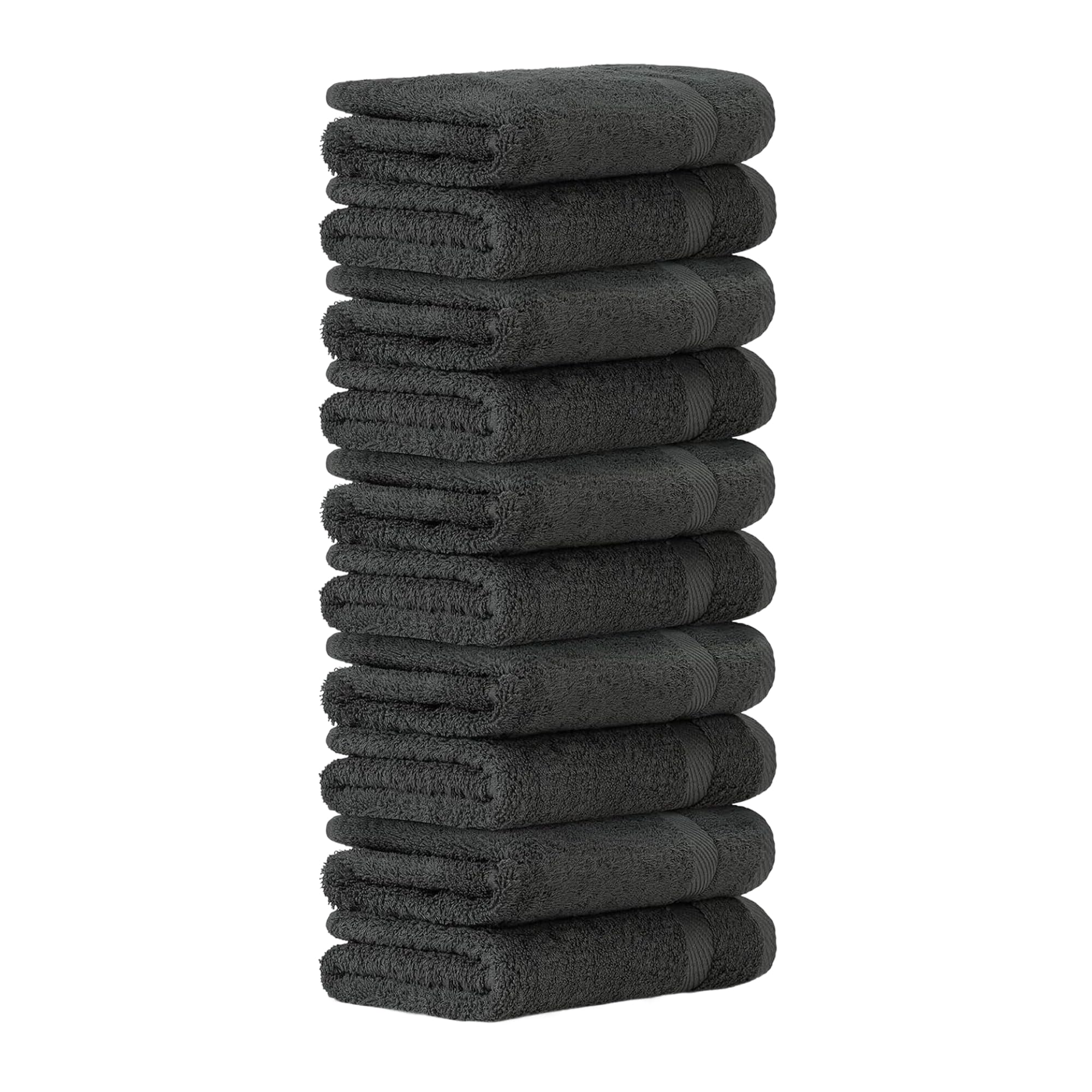 Luckytowel Handtücher Set 50x100 cm – Oeko-TEX Handtuch-Set aus 100% Baumwolle mit 600 g/m² – Frottiertücher mit Aufhängeschlaufe – flauschig & saugstark – Frottee Handtuchset – 10er Pack Anthrazit