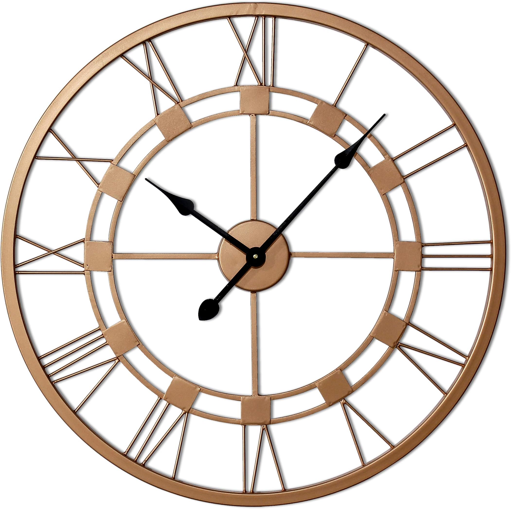 Decorlives 20 inch Copper Color Live Large Roman Wall Clock Handmade Wall Sculpture Art