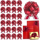 24 pcs Wine Red Gift Bow Ribbon Pull Bows for Gift Warpping Christmas Warp Bow Party Birthday Wedding Matte Bows for Bikes Anniversary Boxes Flower Decorations Valentine's Day (Wine red-CC)