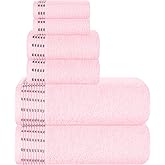 MALLONI HOME Ultra Soft 6 Pack Cotton Towel Set, Contains 2 Bath Towels 28x55 inch, 2 Hand Towels 16x24 inch & 2 Wash Coths 12x12 inch, Ideal Everyday use, Compact & Lightweight - Pink