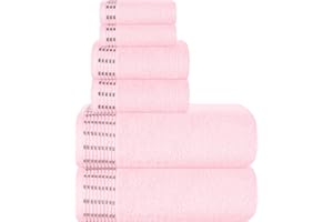 MALLONI HOME Ultra Soft 6 Pack Cotton Towel Set, Contains 2 Bath Towels 28x55 inch, 2 Hand Towels 16x24 inch & 2 Wash Coths 12x12 inch, Ideal Everyday use, Compact & Lightweight - Pink