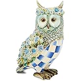 MACKENZIE-CHILDS Resin Owl Figurine, Royal Autumn | Hand-painted design, decorative fall and Thanksgiving home decor, 5.5" W x 10" H x 6" L