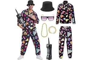 Antbutler 80s 90s Outfit for Men Women, 80s Tracksuit for Men 80s 90s Costume for Men Hip Hop Windbreaker 90s Neon Sportswear