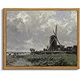 VIYYIEA Framed Canvas Wall Art Home Decor French Country Field Wall Decor Nature Wilderness Windmill Art Landscape Wall Pictures Artwork Room Decor for Bathroom Living Room Bedroom Office 8x10in