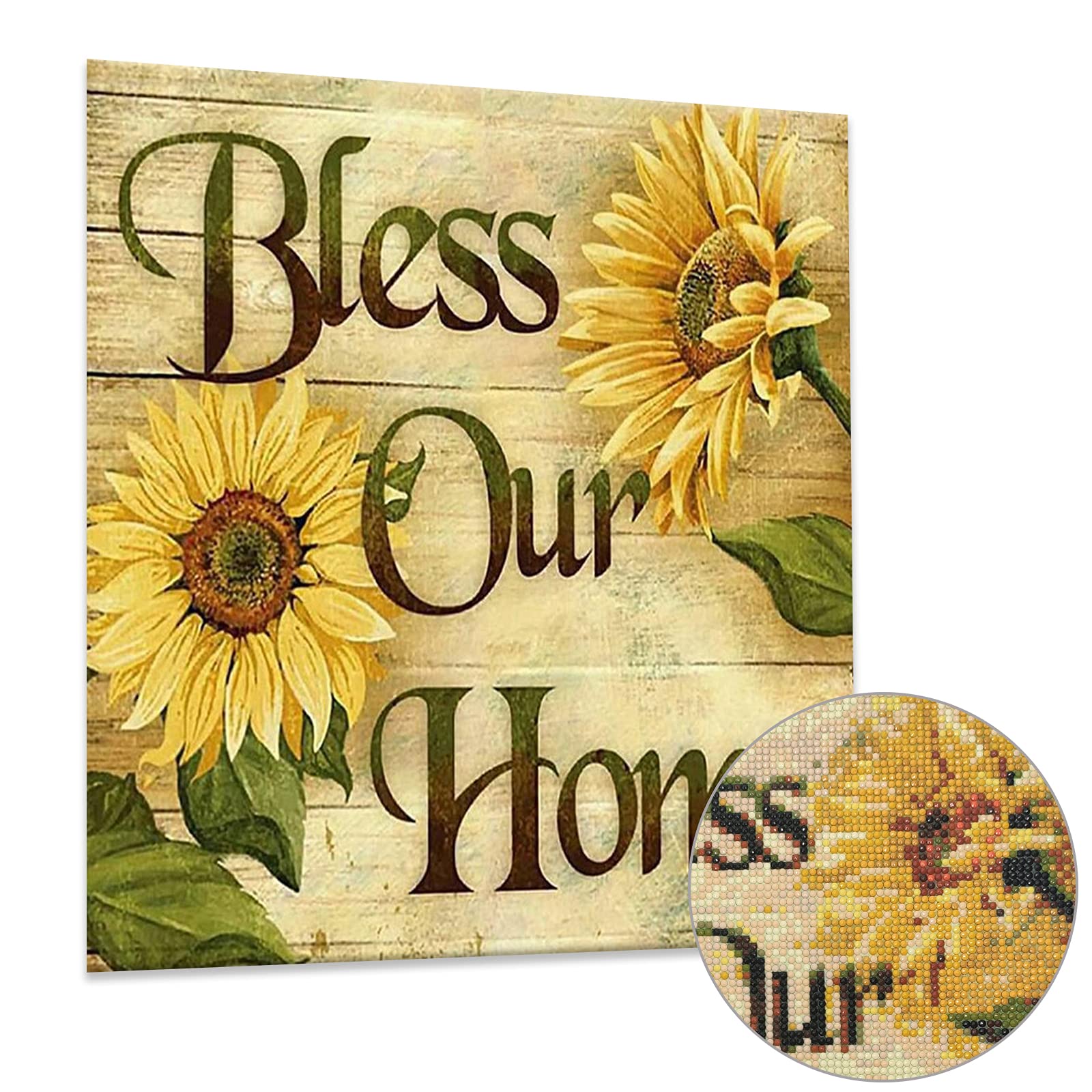 Diamond Art Kits for Adults, DIY 5D Round Full Round Drill Art Perfect for Relaxation and Home Wall Decor Sunflower 11.8x11.8in