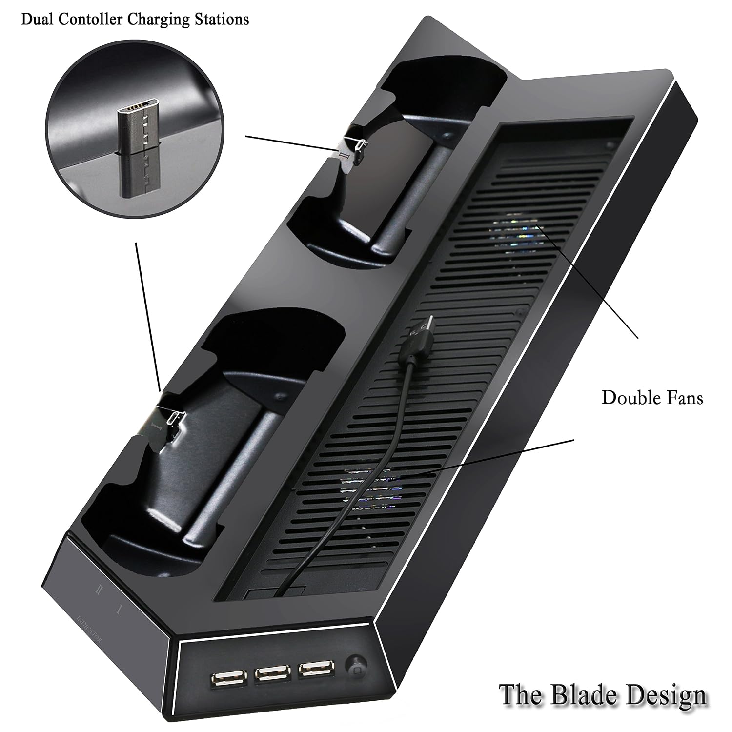 Accessori per PC portatili controllore di stazione di ricarica YOUSHARES  basamento verticale PS4 pro regolatore con ventola di raffreddamento dual  porta 3 usb per playstation 4 console urban-earth.co.uk