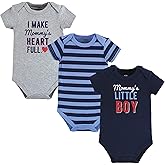 Hudson Baby Unisex Baby Cotton Bodysuits Mommys Little Boy, 12-18 Months