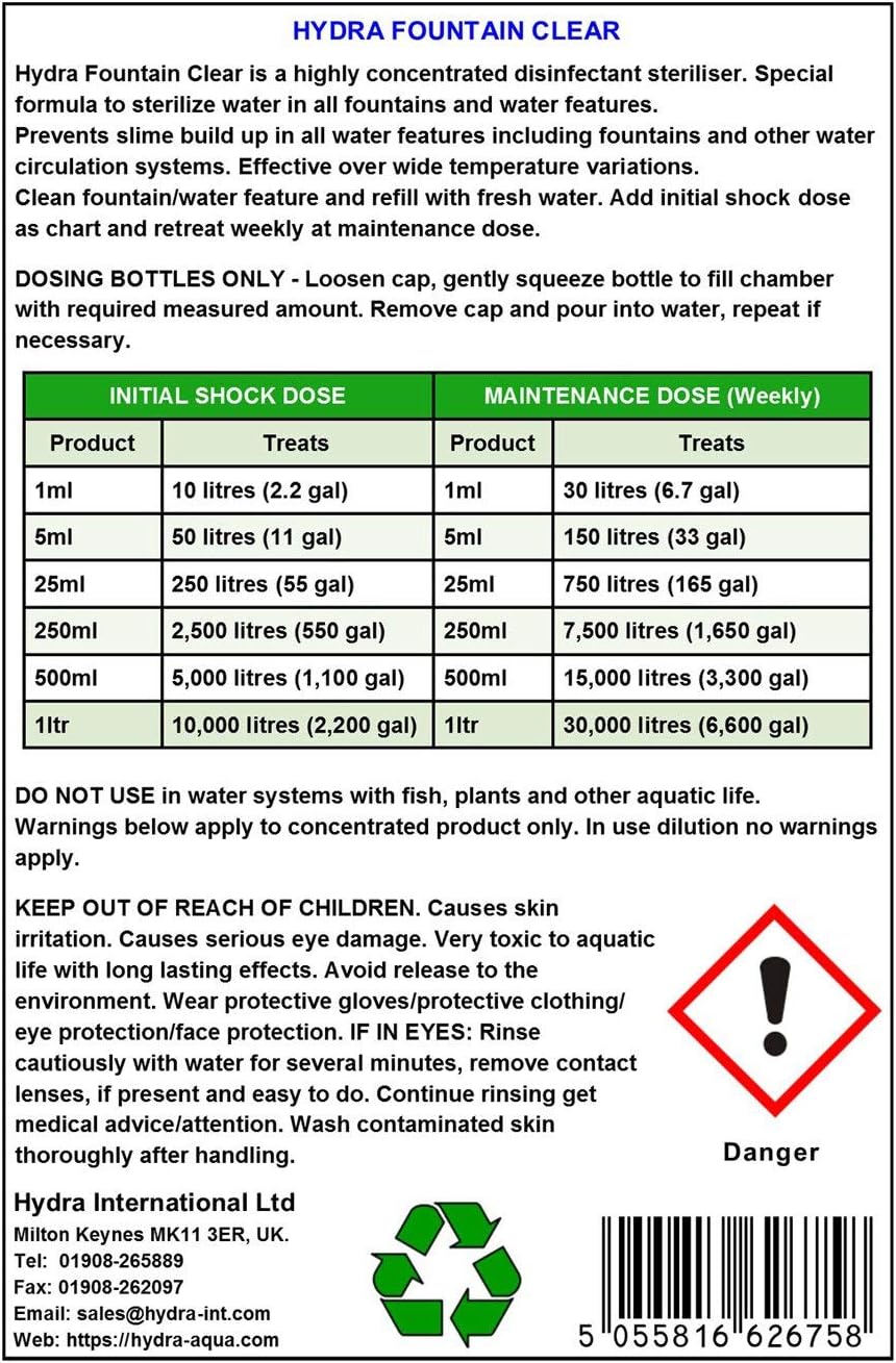 HYDRA Fountain Clear Best Water Feature Cleaning Fountain Cleaner