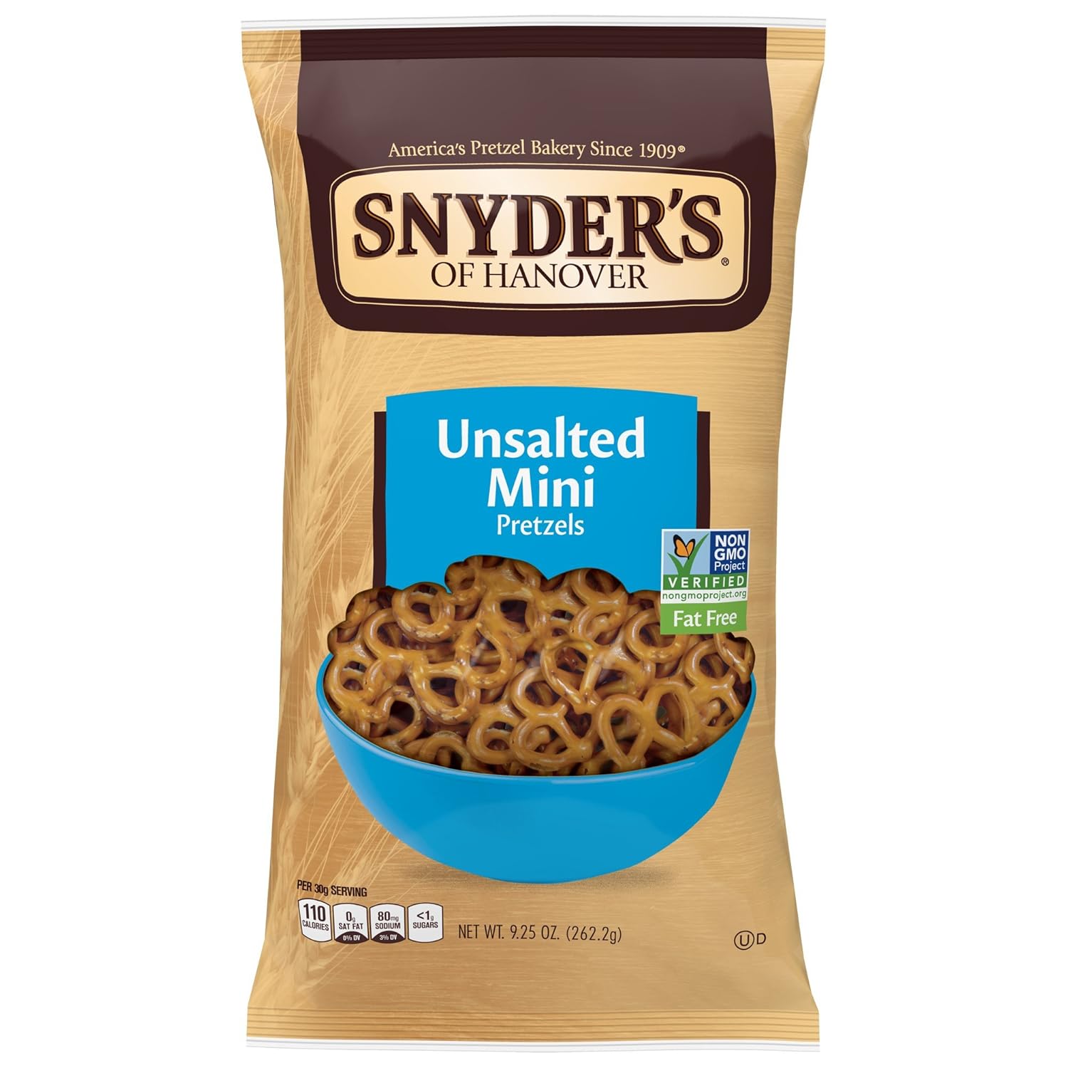 Snyder's of Hanover Mini Pretzels, Unsalted, 9.25 Ounce
