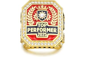 CHARLINLIOL Top Performer 2025 Championship Ring – Premium Award Ring for Employee Recognition, Achievement & Excellence, Alloy, 18K Gold Plated, Czech Stones, Gift Box Included