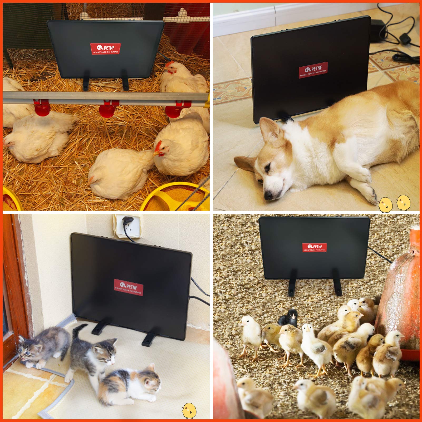 petnf Chicken Coop Heater 140 Watts Radiant Heat Chicken Heater Energy Efficient Design Safer Than Brooder Lamps Heater for Chicken Coop UL-Compliant Two Ways to Use, 11.81 inch x 15.74 inch,  Black