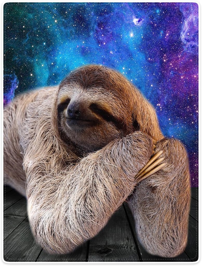YISUMEI Blanket Soft Flannel Soft Fleece Blanket Bed Throw Sloth Wood Grain Galaxy, Polyester, White, 75x100 cm
