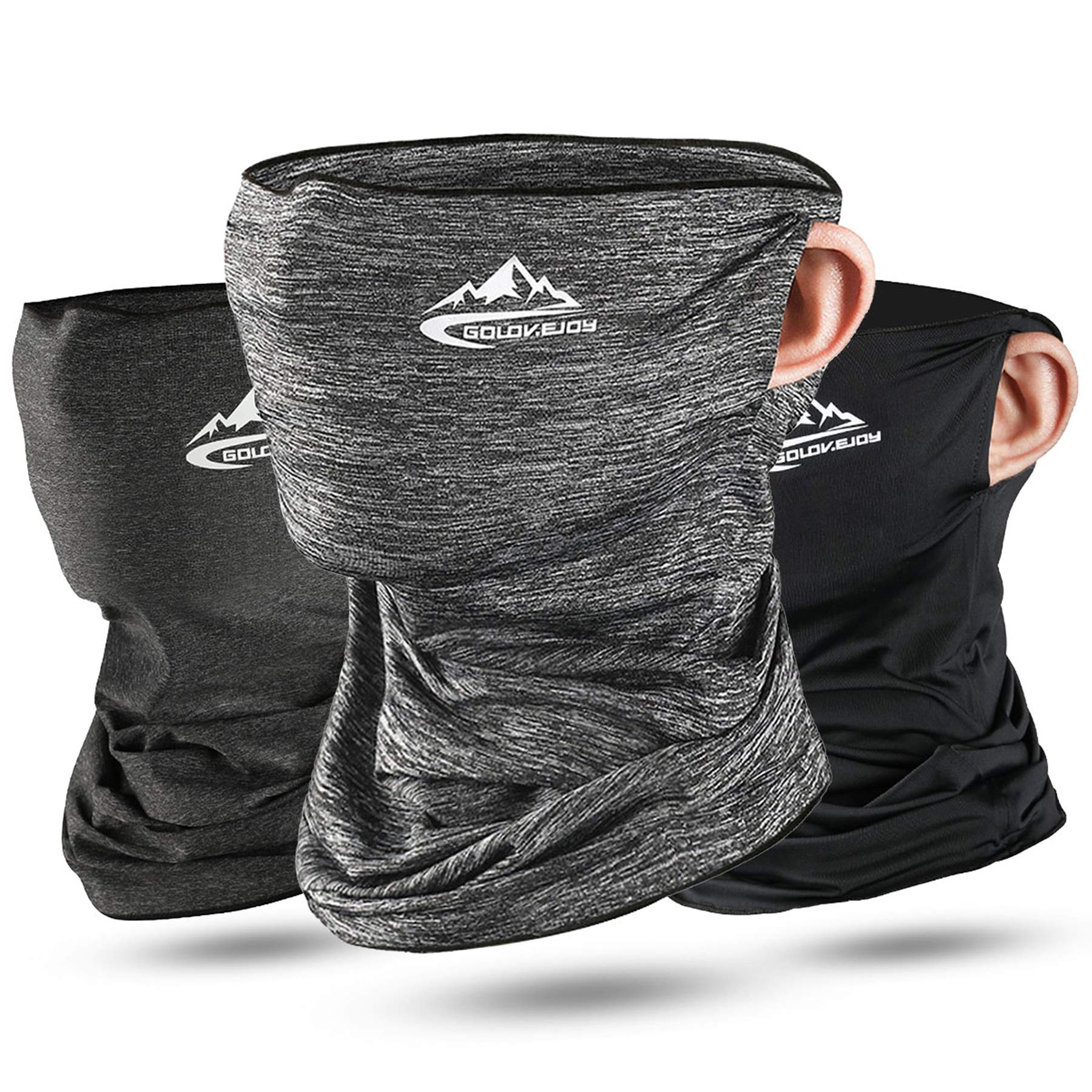 Cooling Neck Gaiter - Unisex Face Neck Cover Sun UV Protection Bandana Balaclava Face Covering Face Scarf Motorcycle Face Scarf Ice Silk Earhook for Women Men Outdoor Sports (Multicolour#A-3Pcs)