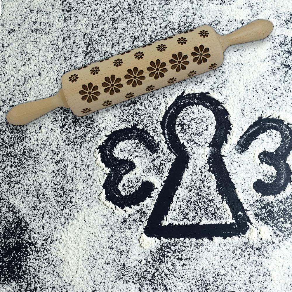 Hofmeister Holzwaren Wooden Flower Rolling Pin 38 x 6 x 6 cm