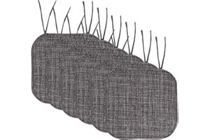 Sweet Home Collection Chair Cushion Memory Foam Pads with Ties Honeycomb Pattern Slip Non Skid Rubber Back Rounded Square 16" x 16" Seat Cover, 6 Pack, Aria Gray/Black 12 Pack