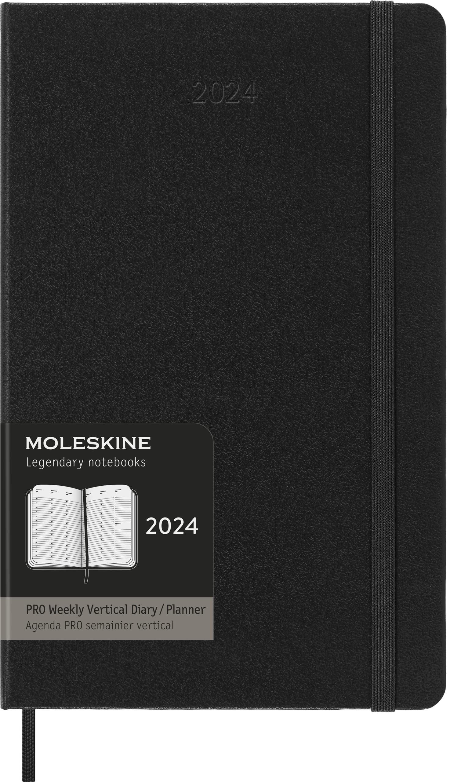 Moleskine Vertical Weekly Pro Agenda 12 Months 2024, Agenda 2024, Size Large 13x21, Hard Cover and Elastic Closure, Colour Black — image 1