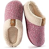 ULTRAIDEAS Women's Indoor Bedroom Slipper with Memory Foam, Gift for Women, Wool-Like House Shoe with Anti-Skid Rubber Sole for Ladies
