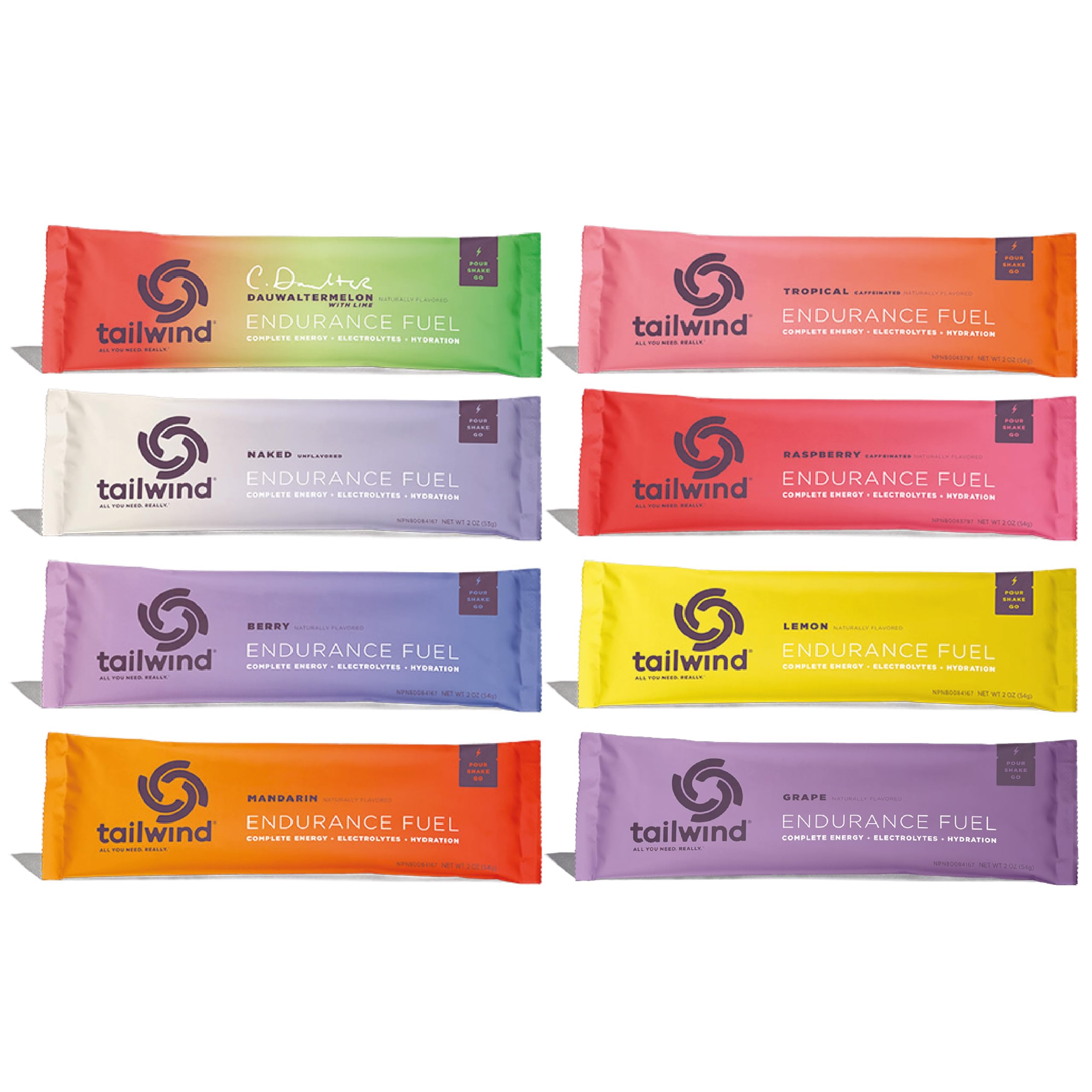 Tailwind Nutrition Endurance Fuel 8 Stickpack Starter Set for Running, Cycling, Marathon, Triathlon, Ditch the Energy Gels, Bars, Chews and try Tailwind as a replacement