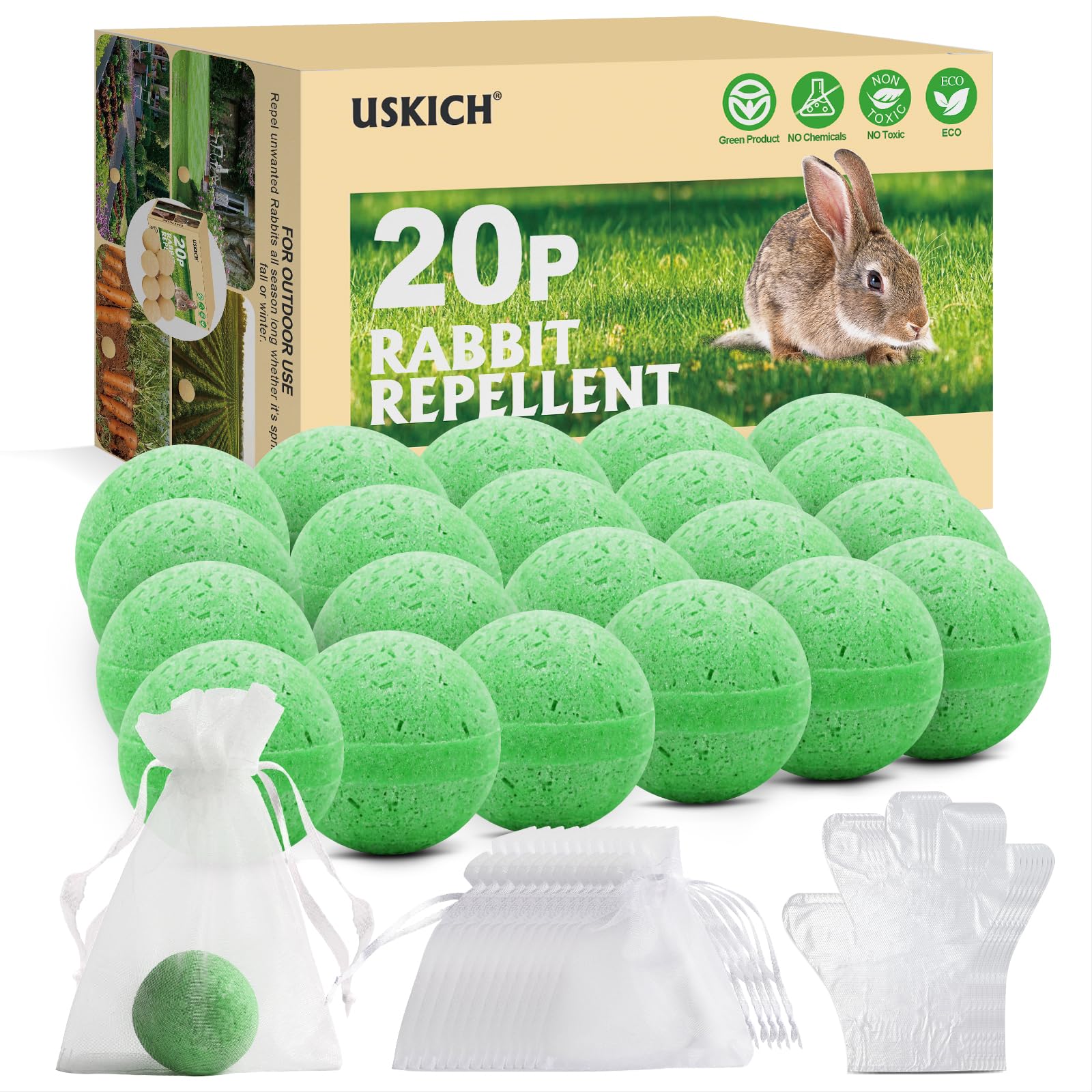 Photo 1 of Rabbit Repellent Outdoor,20 Pack Natural Peppermint Oil Rabbit Repellent Pet Safe,Powerful Rabbit Deterrent,Rabbit Repellant for Garden,Deer Repellent for Outdoor Tree Yard, Safe for Lawn and Plant