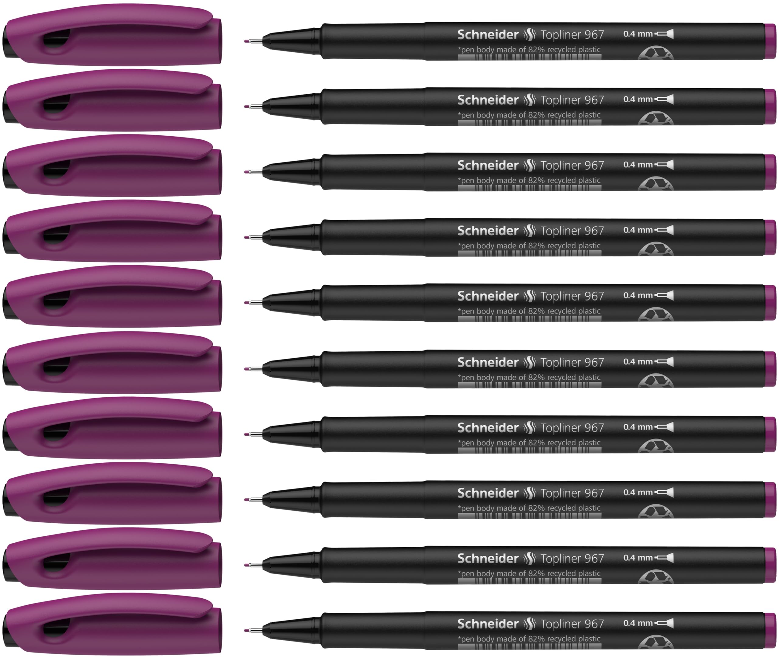 Schneider Topliner 967 Fineliner Pens 0.4 mm Pack of 10 Purple