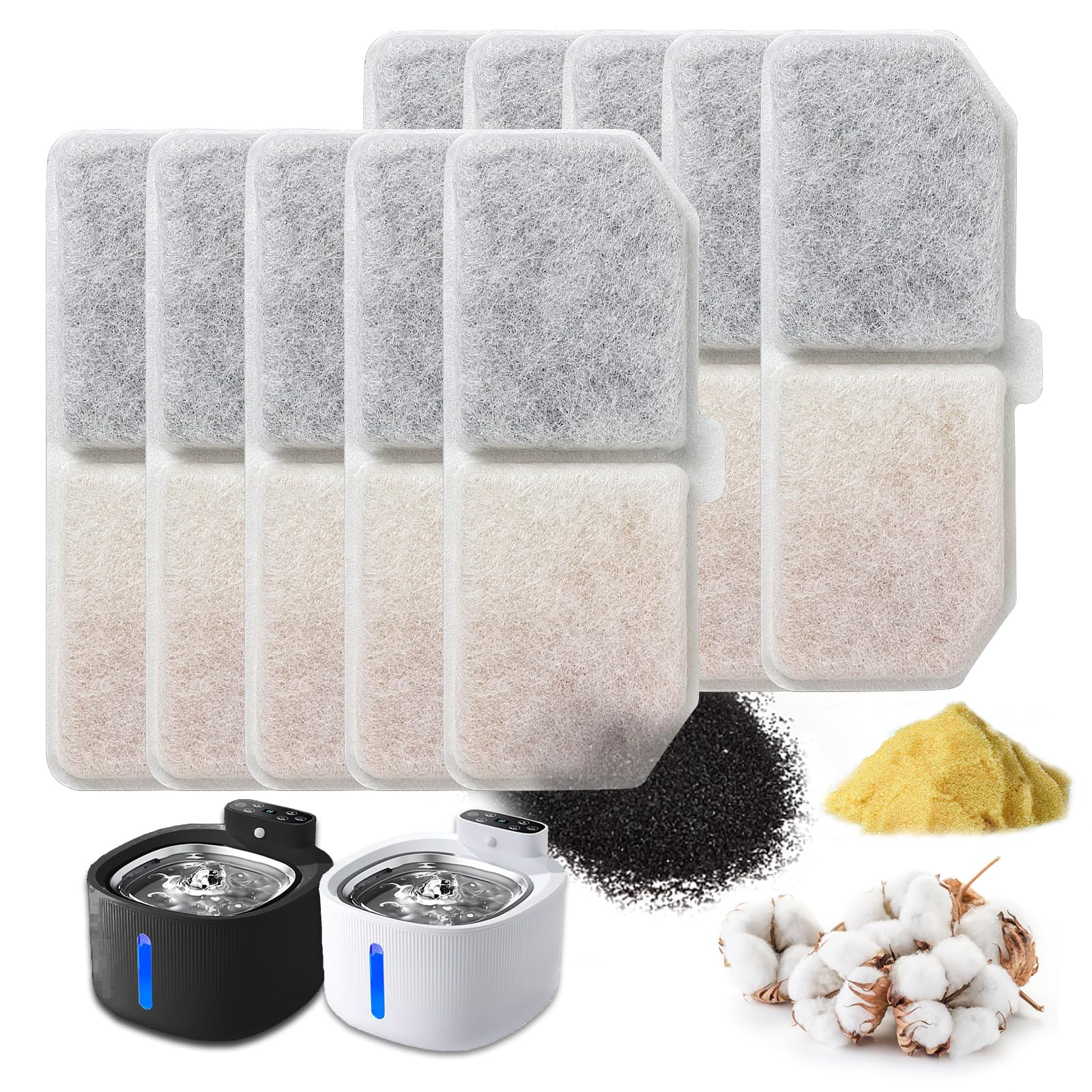 TRUEIN 12 Pack Cat Water Fountain Filters, Activated Carbon Pet Fountain Replacement Filters