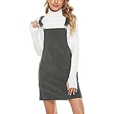 Hooever Women's Cute Corduroy Overall Bib Dress Pinafore Suspender Dress Skirt Jumper