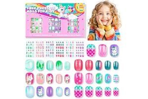 AGGKKY 144 Pieces 6 Pack Kids Press on Nails Artificial Fake Nails for Kids Girls Pre Glue Full Cover Short Acrylic False Nail Tips Art Kits Gifts for Girls Nail Art Decoration (Sweet Pattern)