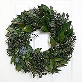 ANDALUCA 20" Preserved Real Natural Eucalyptus Wreath (Mixed)