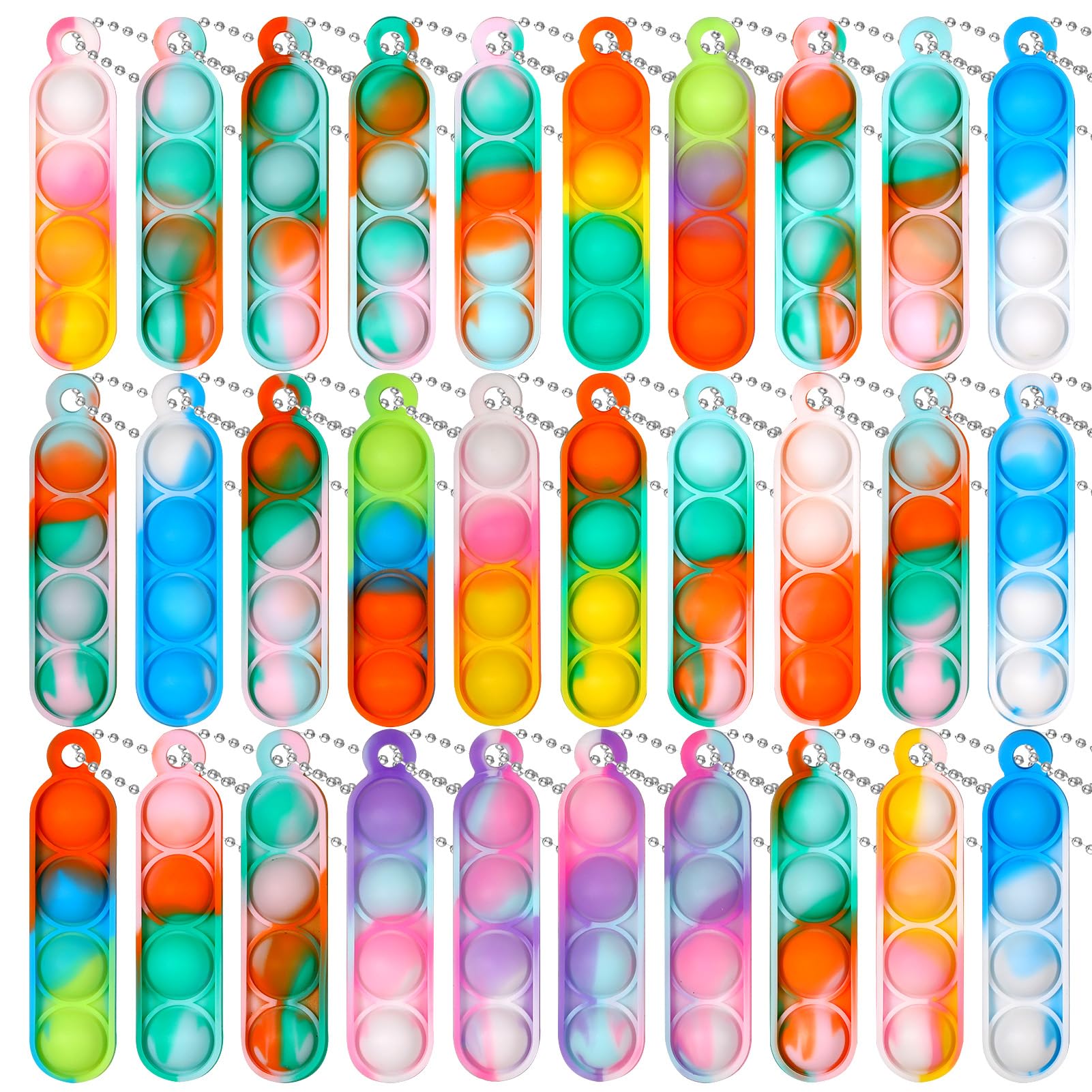40Pcs Pop Keyring Mini Pop Fidget Toys, Mini Keychain Toy Poppet Keyring Silicone Stress Relief Hand Toy Pop Keychain Bubble Pop Toy for Kids Girls Boys Xmas(Random Color)