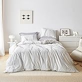 SUSYBAO Aesthetic Striped Duvet Cover King 100% Cotton 3 Pcs Set 1 Abstract Black Stripe Duvet Cover with Zipper Ties 2 Pillowcases Minimalist White Pinstripe Bedding Set Soft Comfy