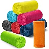 8 Pcs Flannel Fleece Throw Blanket Bulk 50 x 60 in Soft Fleece Throw Blankets Coral Bed Sofa Bulk Color Winter Warm Pet Blanket for Home Office Wedding Season Gift Homeless Donation (Bright Colors)