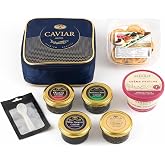 OVERNIGHT SHIPPING OLMA Supreme Caviar Gift Set, 8 oz/224g, 4 Varieties | Includes 8 oz of Beluga, Osetra, White Sturgeon and Siberian Osetra Aurora caviar with blinis, cr&egrave;me fra&icirc;che and spoon.