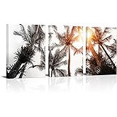 Kalormore Black and White Canvas Wall Art Tropical Palm Tree Coastal Beach Landscape Picture Contemporary Artwork Ready to Hang
