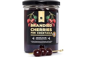 Gourmanity Brandied Cocktail Cherries, French Morello Cherries in Kirsch Brandy, for Cocktails and Desserts Kosher, Product of France 14.1oz