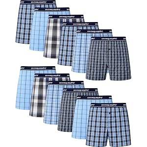 JupiterSecret Mens Boxer Shorts Inverted Waistband 100% Cotton Men's Classic Fit Woven Boxers Underwear Pack