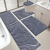HEBE Bathroom Rugs Sets 5 Piece, Soft Absorbent
