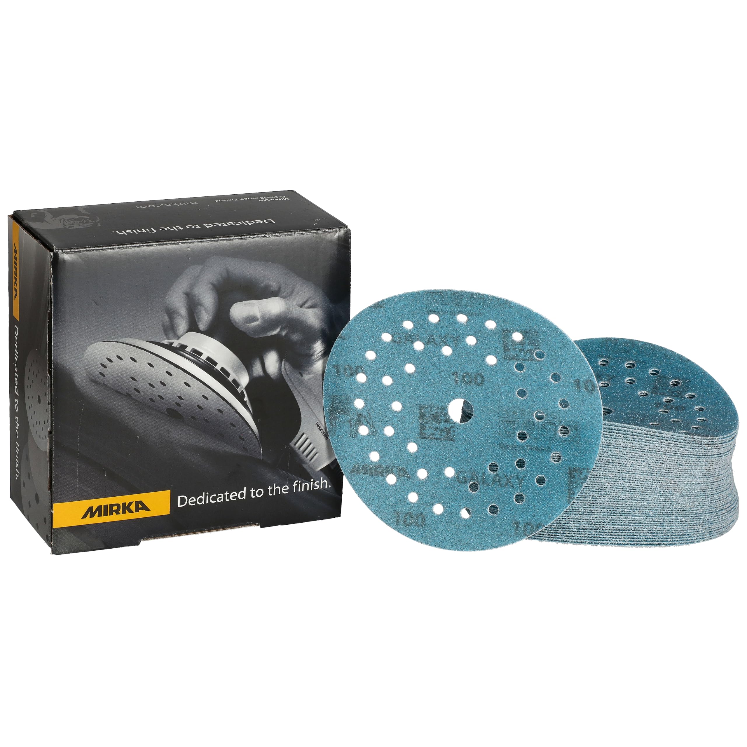 Mirka Galaxy epoxy sandpaper 125mm Hook & Loop grit 100 for sanding epoxy resin, wood, epoxy, rivertable / 50 pcs sanding discs — image 1