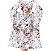 THREE POODLE Wearable Blanket Hoodie for Women, Oversized Sherpa Sweatshirt Blanket for Adults Men, Cozy Bohemia Hooded Blankets, Gifts for Teen Girls Women Mom Sister