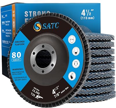 SATC 80 Grit Flap Discs 115mm Zirconia 10 Pack Type 29 for Angle Grinder