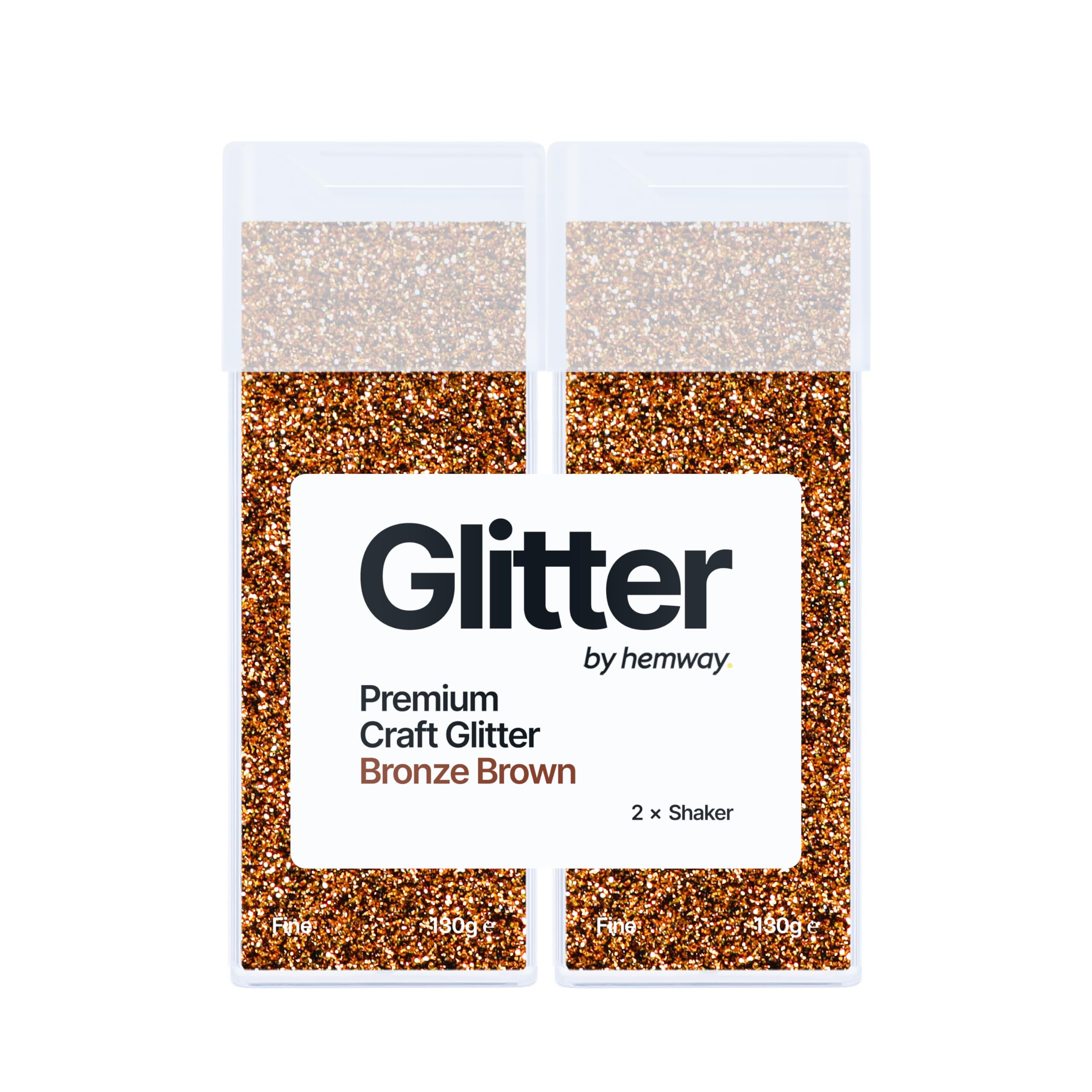 Hemway Glitter Shaker Bronze Brown 130g x2 Pack Fine, Craft Glitter Shakers for Resin & Epoxy Crafts, Christmas Art Supplies, Nail, Body, Face, Eye, Festival, Crafting, Slime, Sparkle