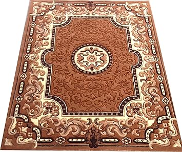 Paradise Carpet Creation Floral Persian Carpet (Golden, Acrylic, 6 X 8 Feet)