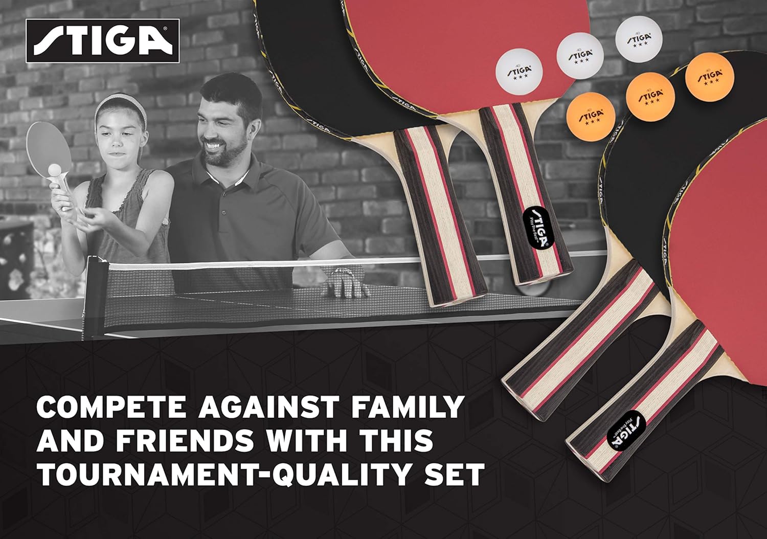 STIGA Performance Table Tennis Set (4 Player Set), Red/Black, Model:T1365 : Sports & Outdoors
