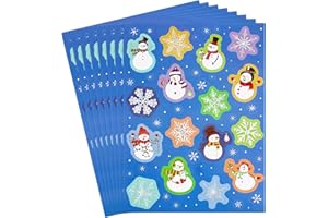 Clabby 320 Pcs Colorful Winter Stickers Snowman Snowflake Labels Stickers Homework Tests Assignments Adhesive Xmas Gift Envelopes Seals Tags for Christmas Party(Fresh Style)