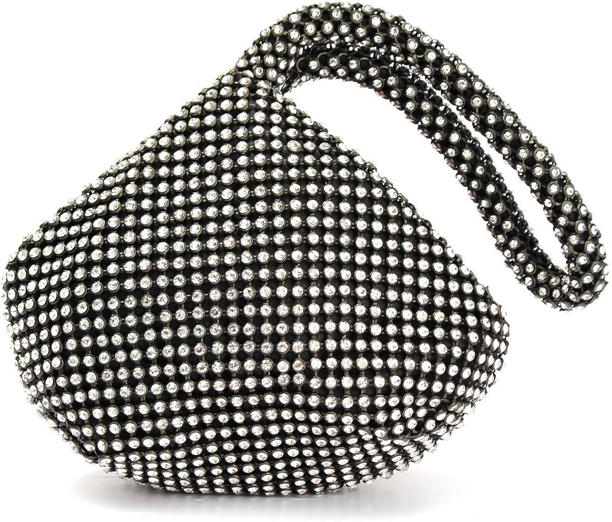 JIAN YA NA Women Ladies' Evening Clutch Bling Glitter Purse Triangle Design Wedding Purse Handbag for Party Prom (Black) - Image 3