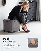 HNNHOME Stool with Storage 44L Linen Anthracite 45x45x41 cm view 4