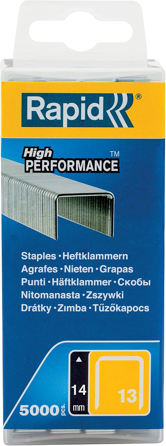 Rapid High-Performance Staples for Textiles Finewire No. 13, Leg Length 14mm, Staple Gun Staples, Galvanised Steel
