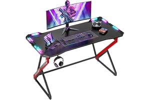 BEXEVUE Gaming Desk 40 inch with LED Light, Computer Desk with Reversible Shelves and Storage Drawer, Small PC Desk for Home 