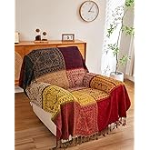 AIVIA Boho Throw Blanket, Chenille Jacquard Colorful Bohemian Chair Recliner Furniture Cover Aztec Hippie Throws Loveseat Sofa Blankets (60